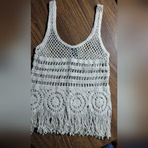 Y2K Boho-style Fringe Crochet Tank Top